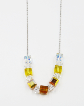 Halskette Silber mit Swarovski Steinen gelb